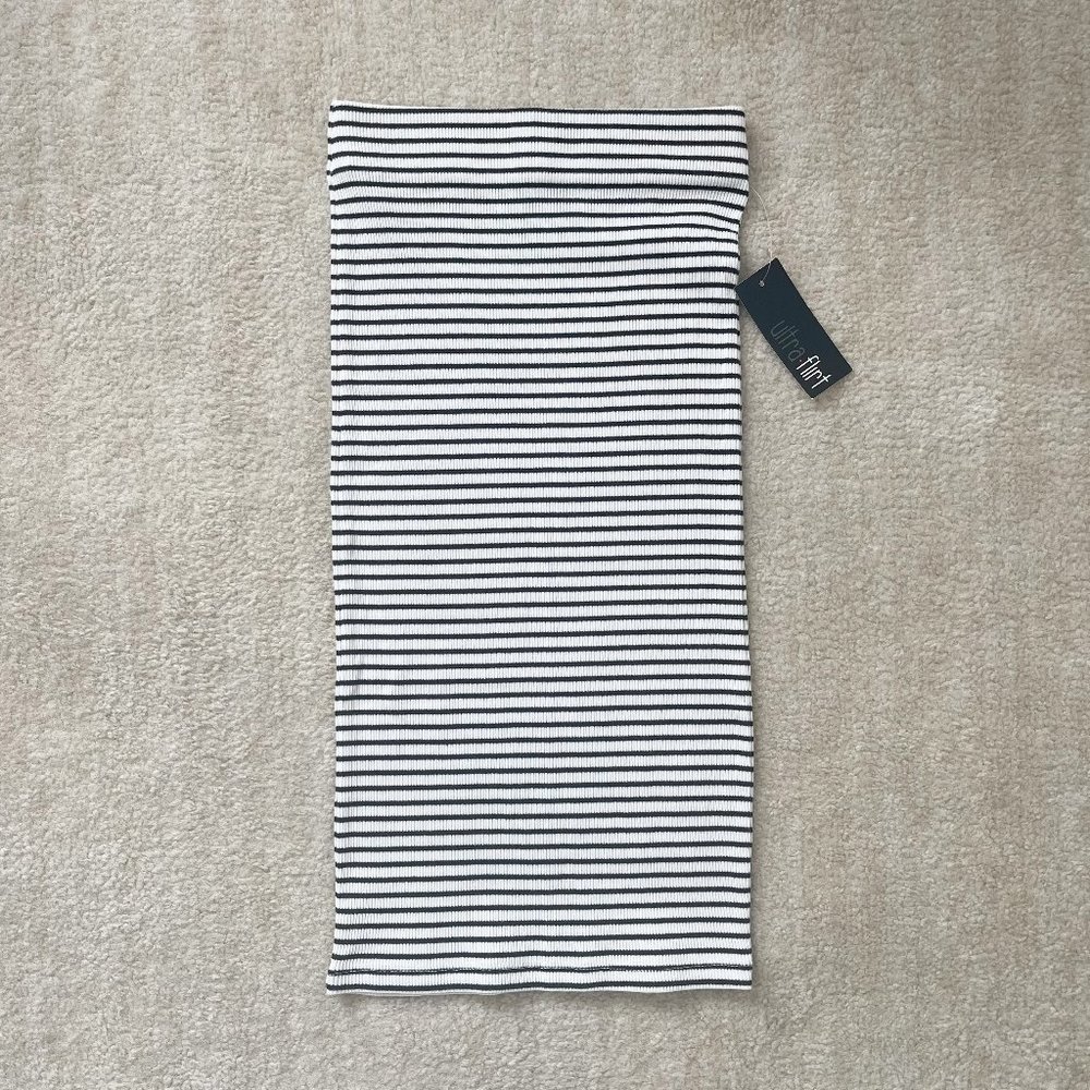 Ultra Flirt Black & White Striped Mini Skirt